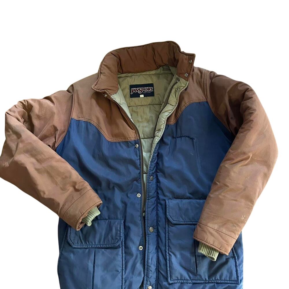 Jansport Blue Coats, Jackets & Vests Vintage 90s distressed jansport two Large